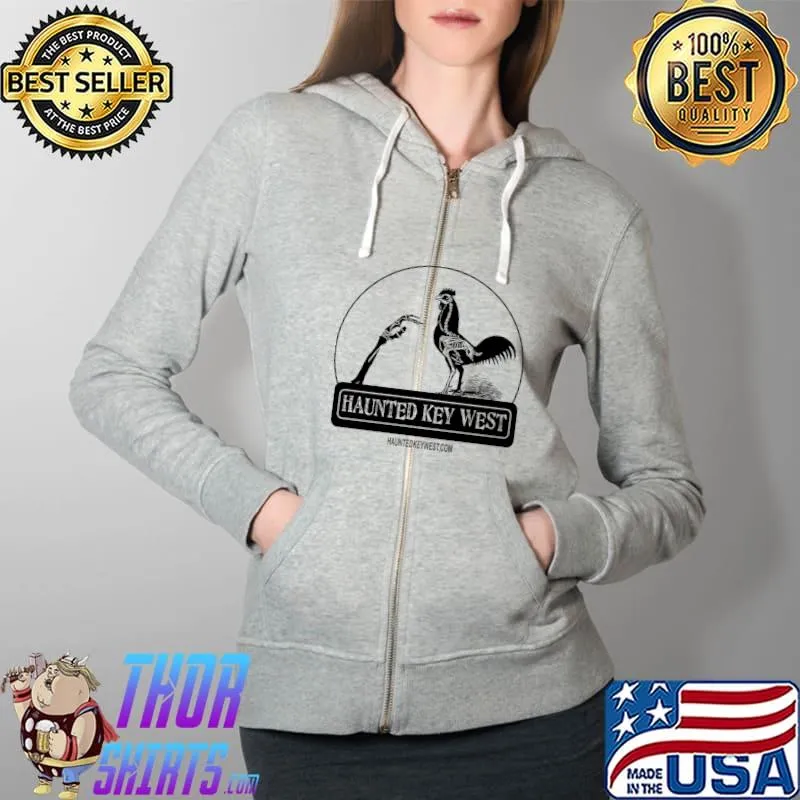 Funny Haunted Key West Zombie Rooster T- Full Zip Hooded
