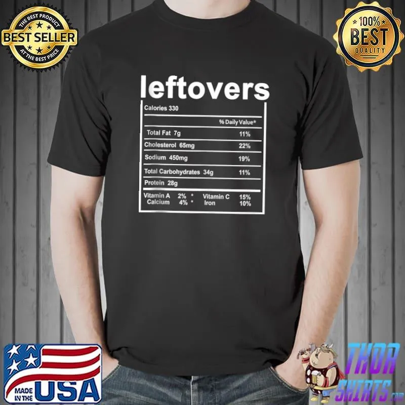 Funny Leftovers Nutrition Facts 2020 Thanksgiving Christmas Food T- Unisex