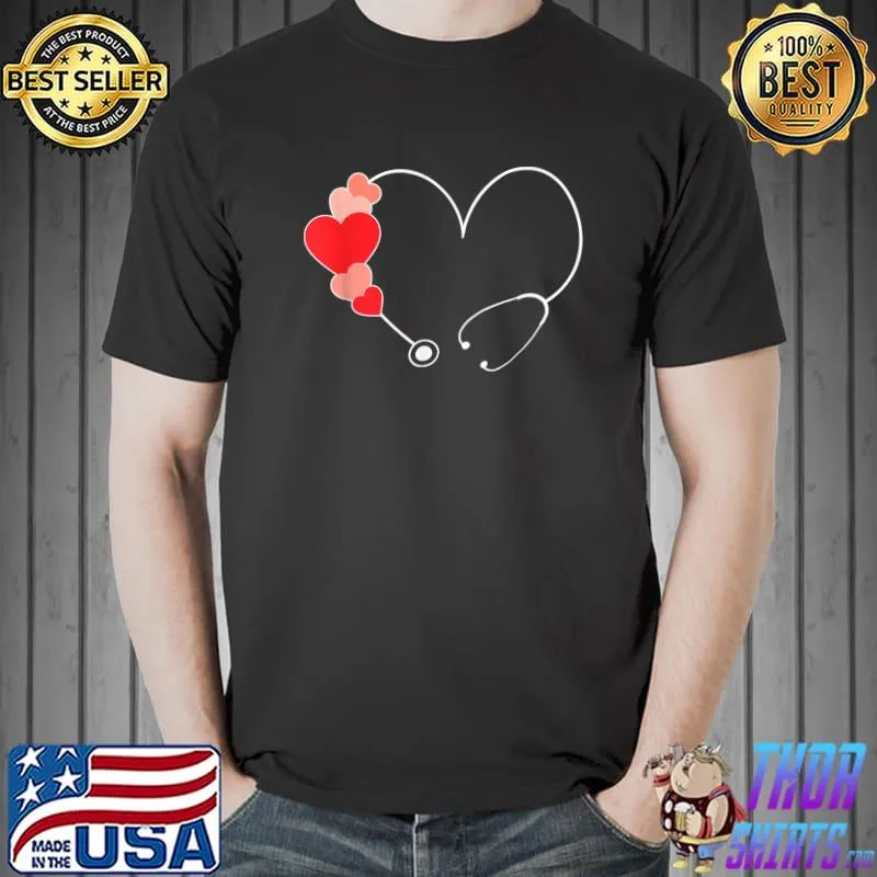 Funny Love Heart Stethoscope Nurse Life Valentine's Day 2022 T-Shirt Unisex