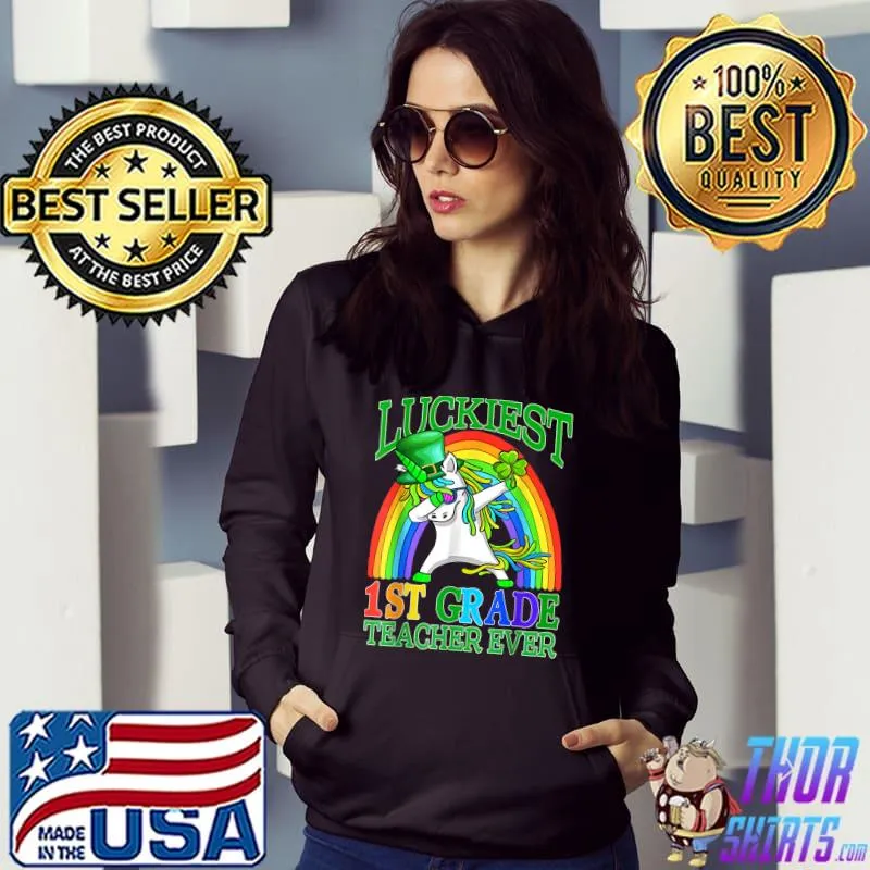 Funny Lucky 1st GRADE St Patrick's Day Teacher Unicorn Rainbow T-Shirt