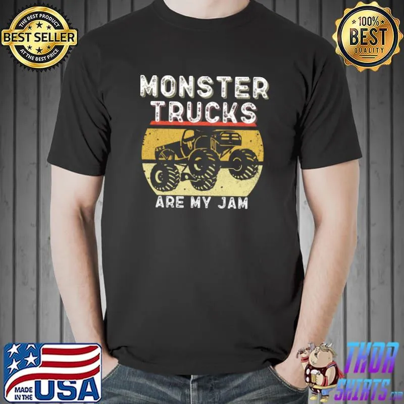 Funny Monster Truck Retro Sunset Vintage Monster Trucks Are My Jam T-shirt