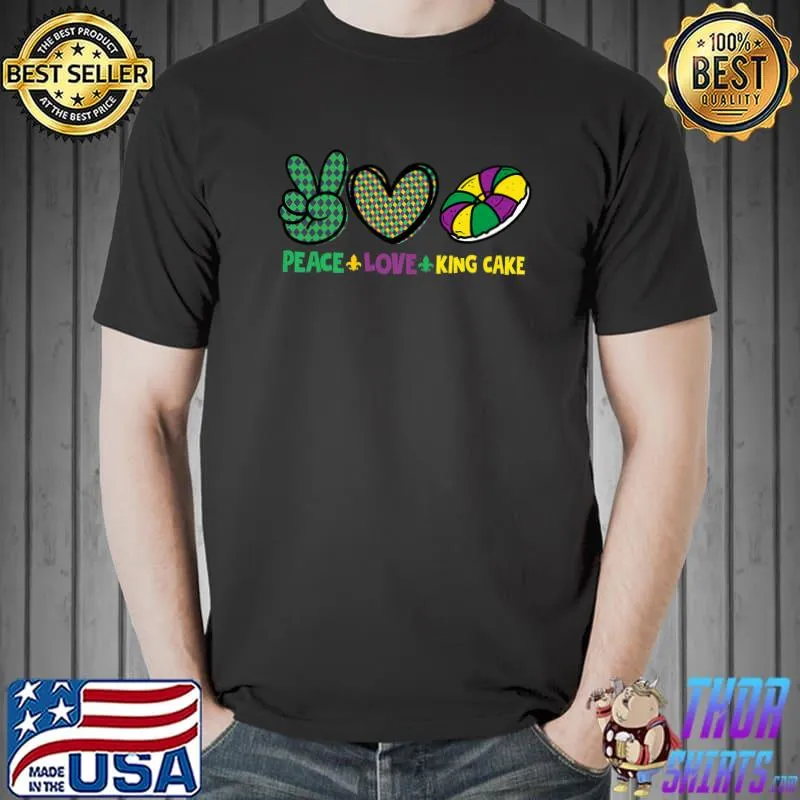 Funny Peace Love King Cake Funny Mardi Gras King Cake Premium T-Shirt