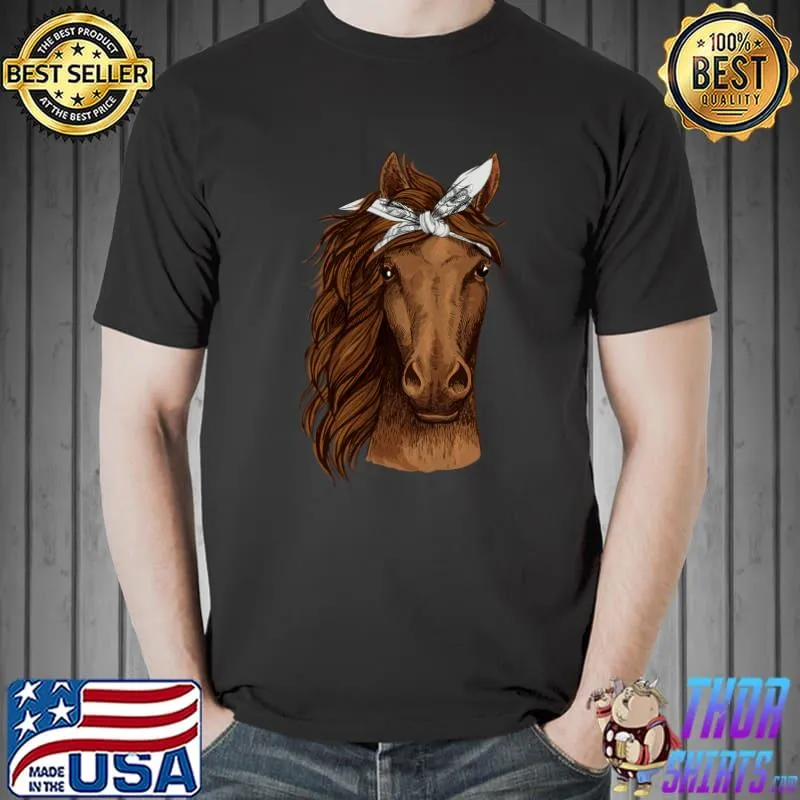 Funny White Horse Bandana Horse Lover Cowgirl Gift Idea Horse T Shirt Unisex