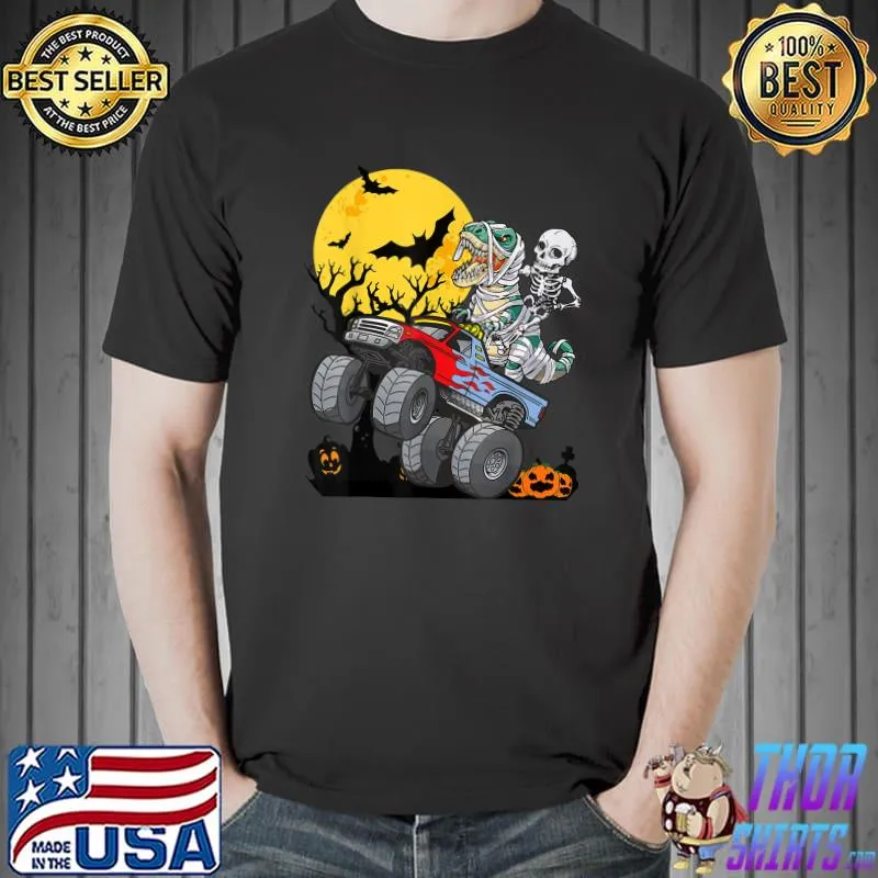 Halloween Trick or Treat Monster Truck Boy Pumpkin Dinosaur T-Shirt Unisex