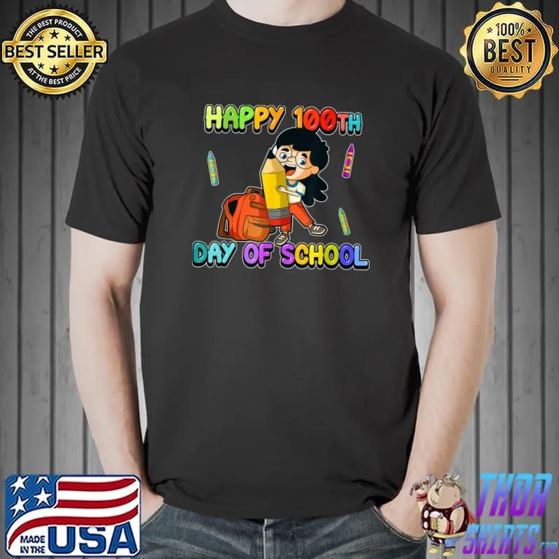 Happy 100 Days Of School Teacher Student School Girl T-Shirt Unisex