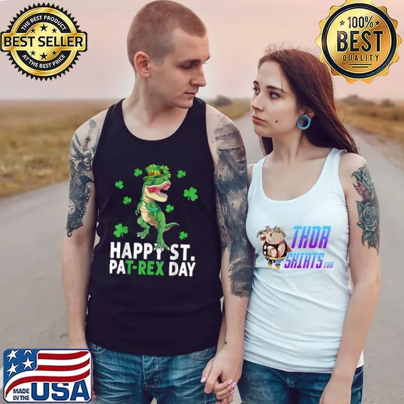 Happy St Pat T-Rex Saint Patrick's Day Dinosaur Boys Kids T-Shirt Tank Top