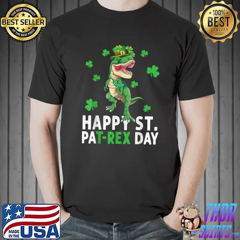 Happy St Pat T-Rex Saint Patrick's Day Dinosaur Boys Kids T-Shirt Unisex
