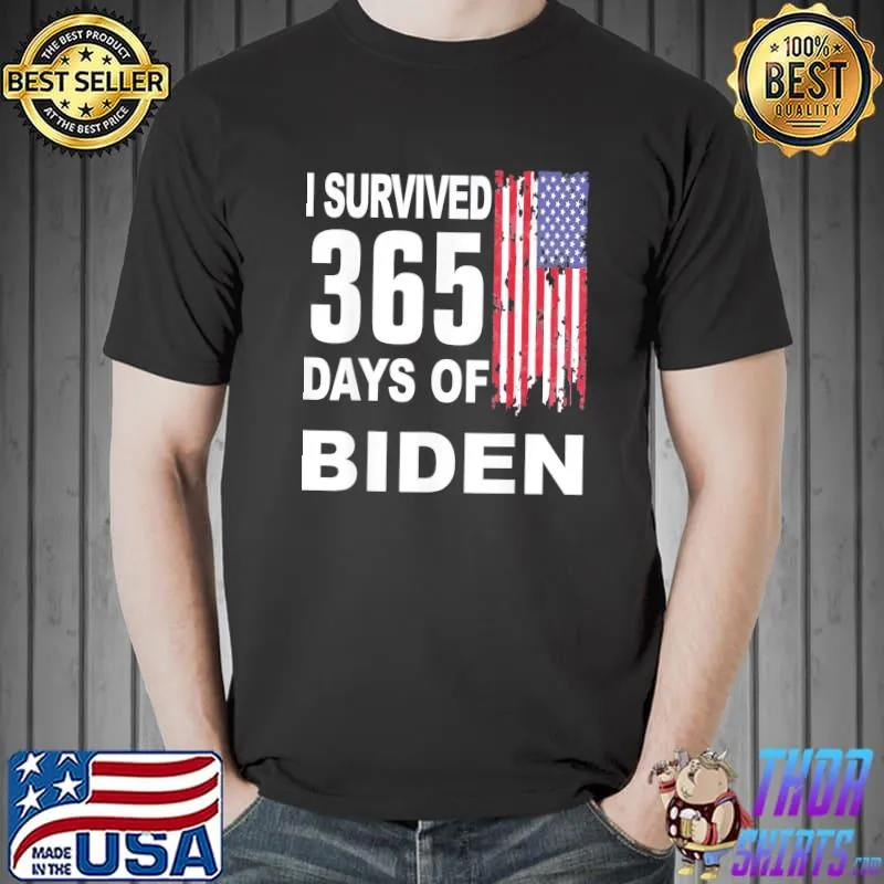 I Survived 365 Days Of Biden American Flag T-Shirt Unisex