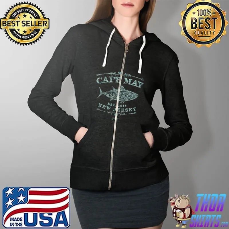 JCombs Cape May, New Jersey, Bluefin Tuna T-Shirt Full Zip Hooded