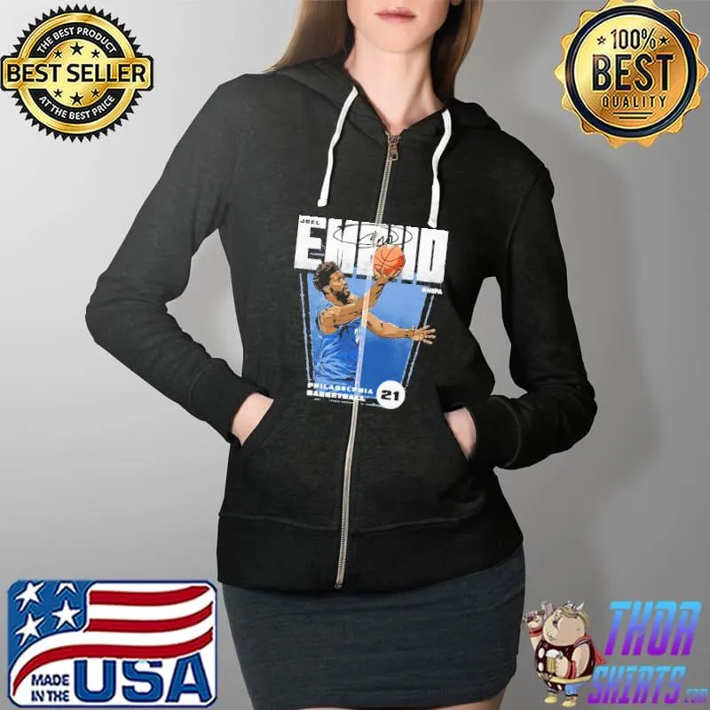 Joel Embiid For Philadelphia 76ers Unisex T-Shirt Full Zip Hooded