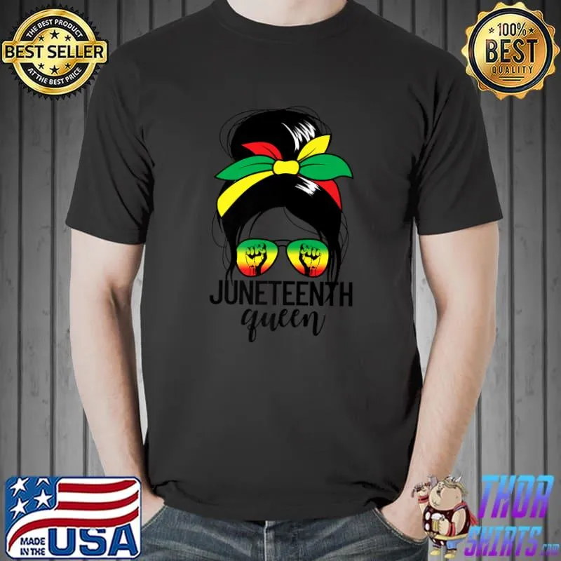 Juneteenth Queen Messy Bun Black Women's Juneteenth Premium T-Shirt Unisex