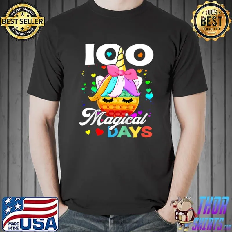 Kids 100th Day of School Unicorn 100 Magical Days Teacher Girls T-Shirt Unisex