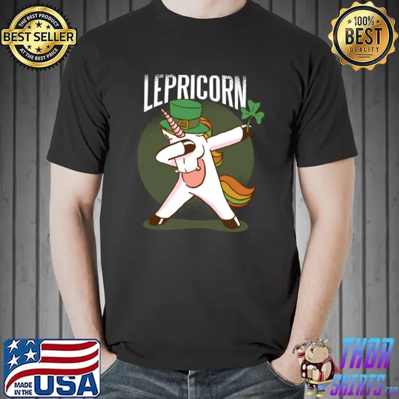 KIDS FUN ST PATRICK'S DABBING LEPRECHAUN UNICORN LEPRICORN T- Unisex
