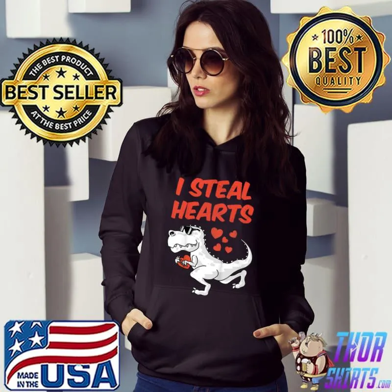 Kids I Steal Hearts Valentine's Day Toddler Dinosaur T-rex Outfit T-Shirt