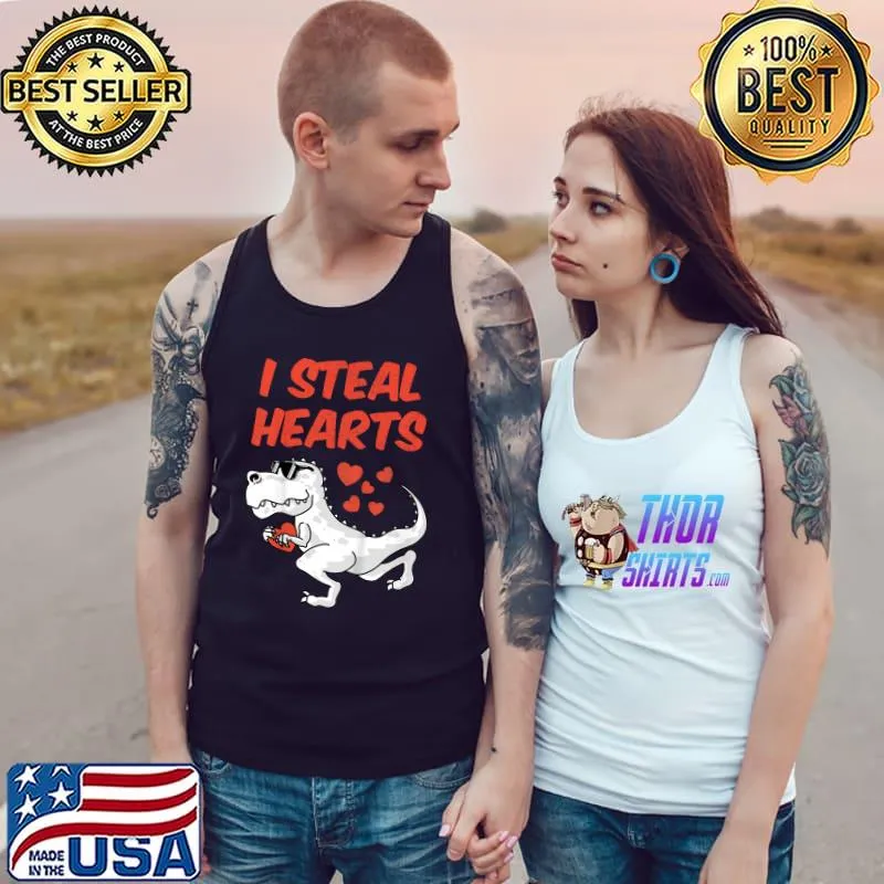 Kids I Steal Hearts Valentine's Day Toddler Dinosaur T-rex Outfit T-Shirt Tank Top