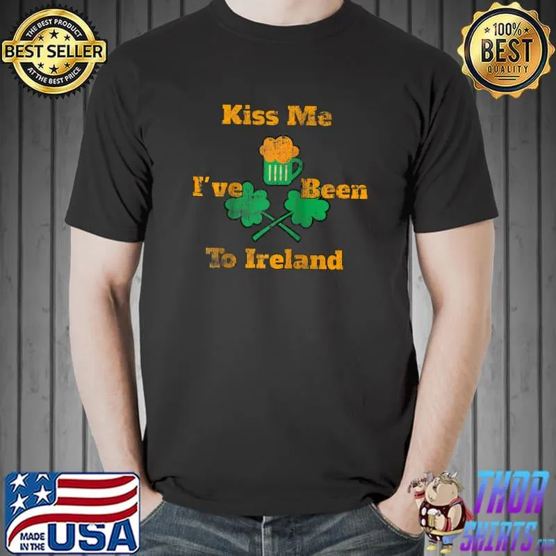 Kiss Me I've Been To Ireland Shamrocks Beer Mug Raglan Baseball T Shirt Unisex