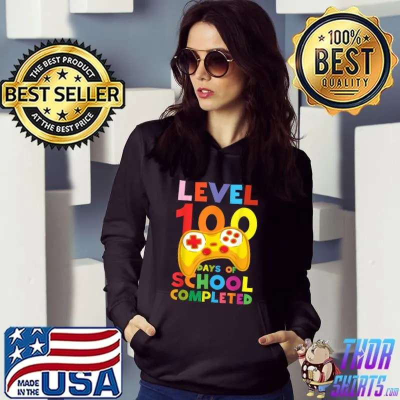 LEVEL 100 DAYS OF SCHOOL Video Game Teachers Students Kids T-Shirt