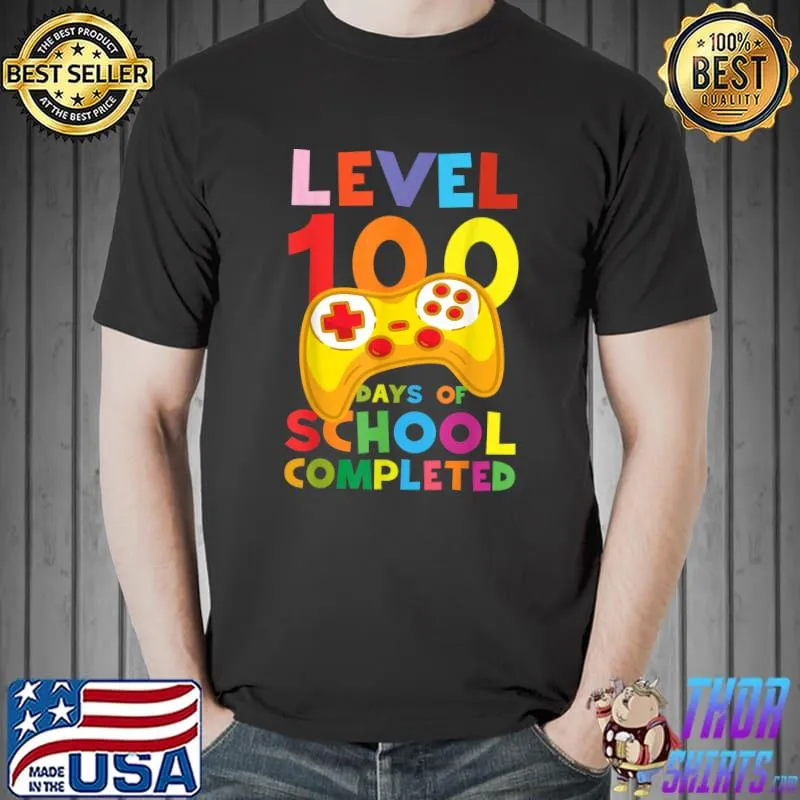 LEVEL 100 DAYS OF SCHOOL Video Game Teachers Students Kids T-Shirt Unisex