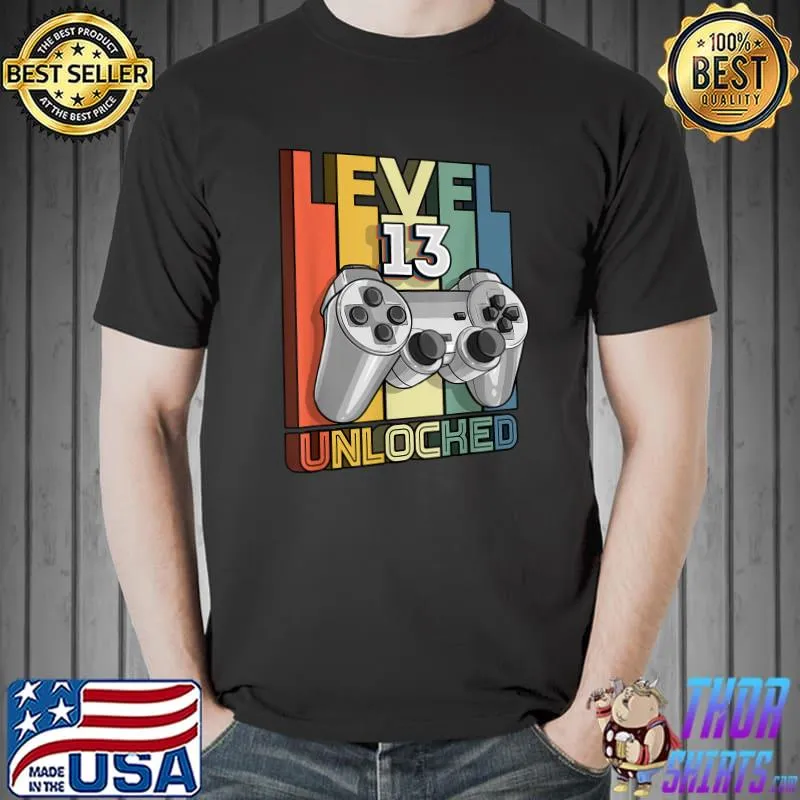 Level 13 Unlocked 13th Birthday Matching Video Game Boys T-Shirt Unisex