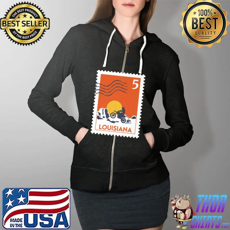 Louisiana Vintage Retro Style USA T-Shirt Full Zip Hooded
