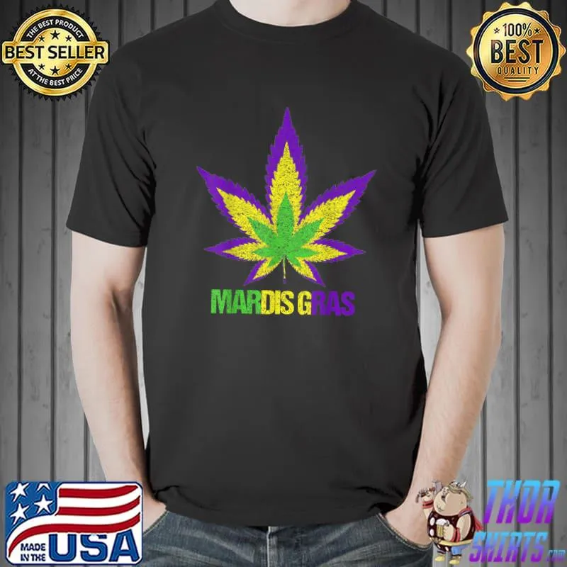 Marijuana Leaf Mardi Gras Weed T-Shirt Unisex