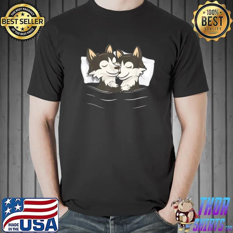Matching Husky Pajama Valentines Day Women Men Couples T-Shirt Unisex