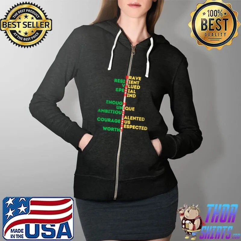 Nice Black History Month Melanin Men Women Bruh Sista Boys Girls T- Full Zip Hooded
