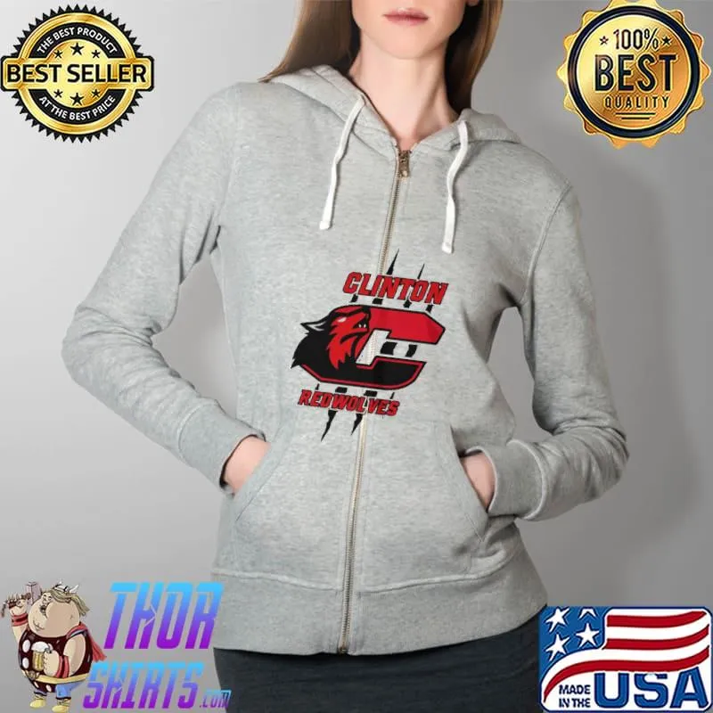 Nice Clinton redwolves new logo Full Zip Hooded