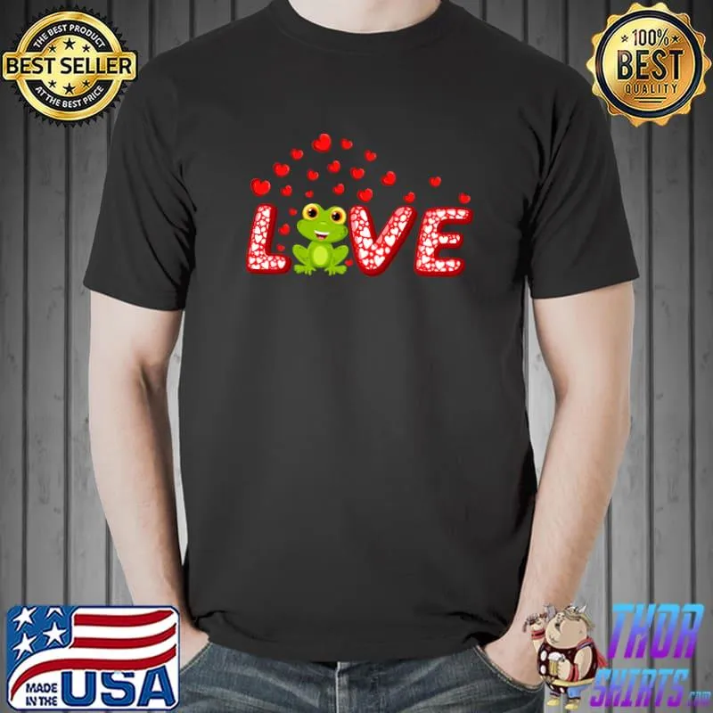 Nice Frog Lover Hearts Love Frog Valentine's Day T-Shirt Unisex