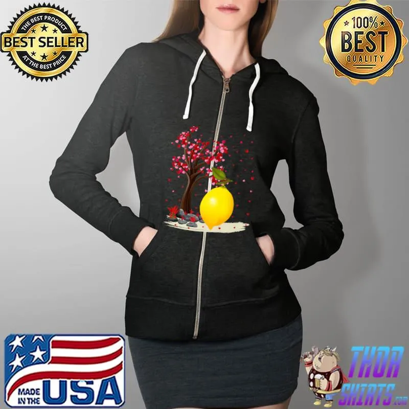 Nice Funny Lemon Fruit Lover Heart Tree Lemon Valentine's Day Premium T-Shirt Full Zip Hooded
