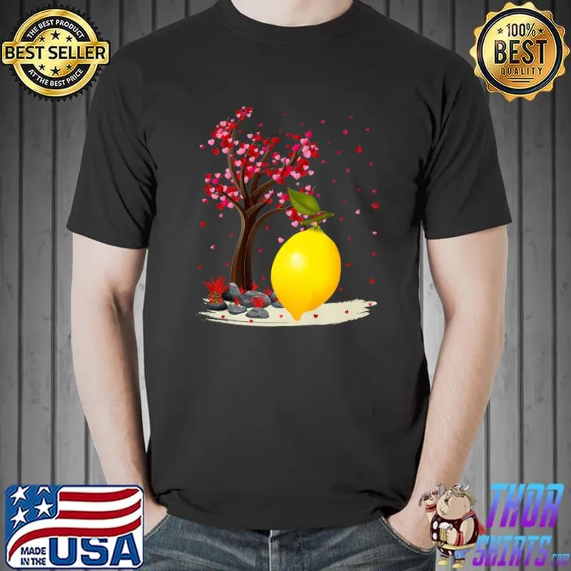 Nice Funny Lemon Fruit Lover Heart Tree Lemon Valentine's Day Premium T-Shirt