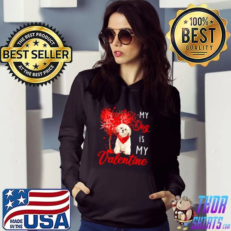 Nice Heart Tree My Dog Is My Valentine Cream Shih Tzu Shirt