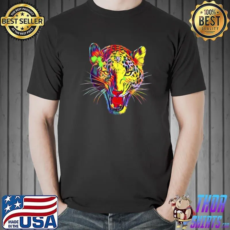 Nice Leopard Face Art Animal Watercolor Hunting Gifts Zookeper T- Unisex