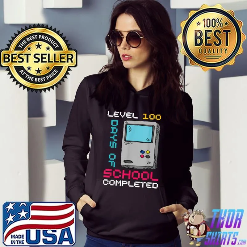 Nice Level 100 Days Of School Completed Gamer 100th Day Gifts Boy T-Shirt