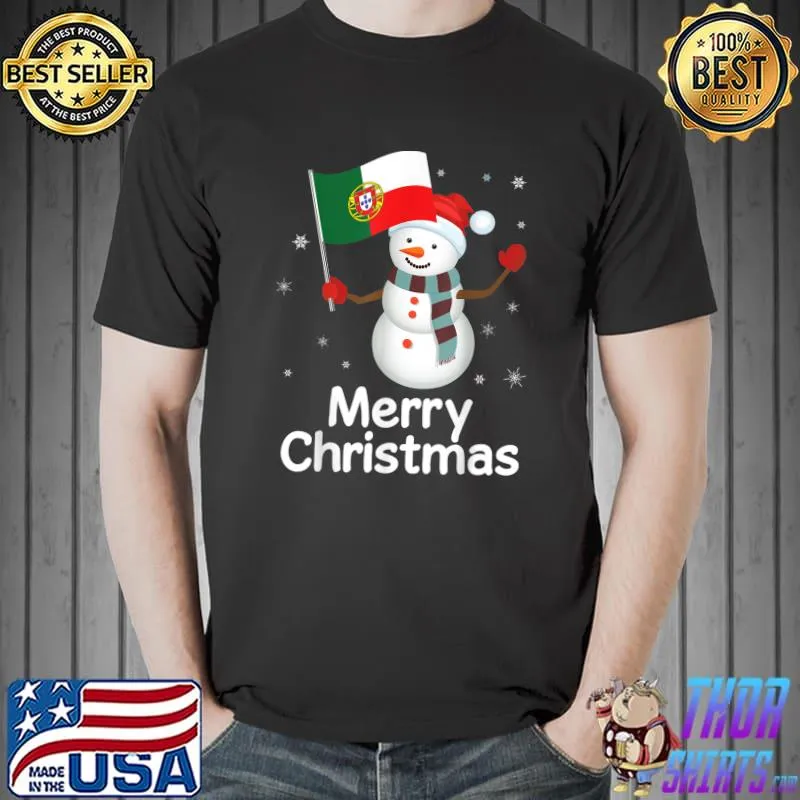 Nice Merry Christmas Snowman Portugal Flag Portuguese Sweater T-Shirt Unisex