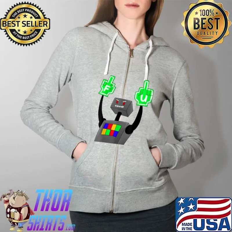 No Robot Stop T-Shirt Full Zip Hooded