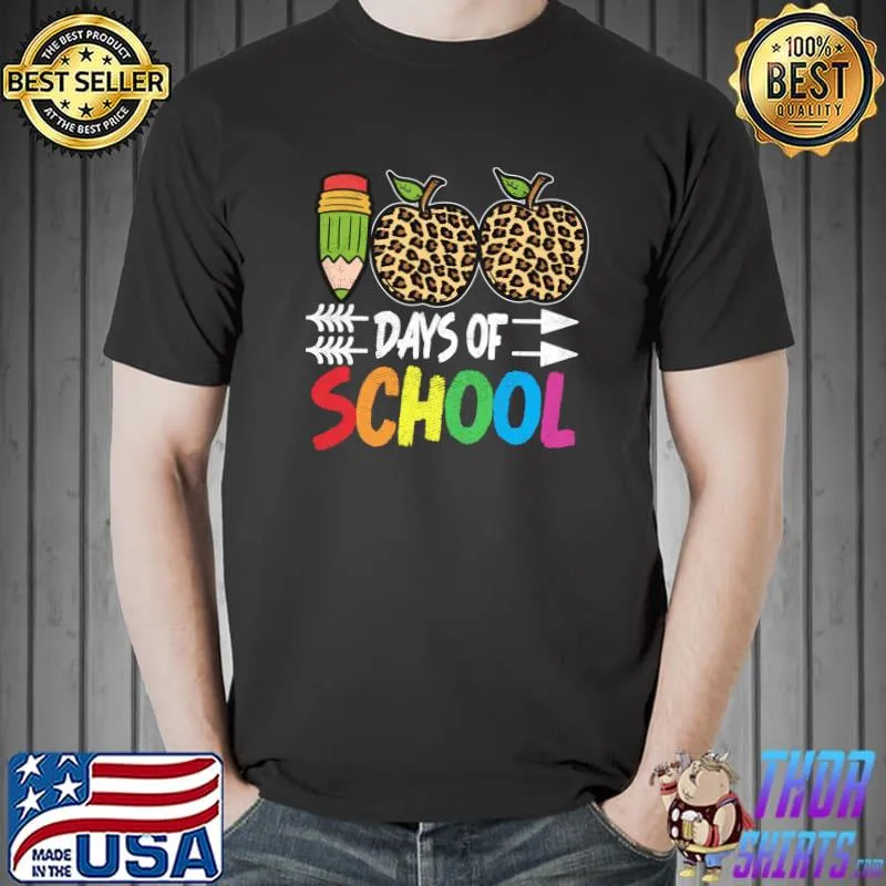 Official 100 days of School Apple Leopard 100th day of School Boys T- Unisex
