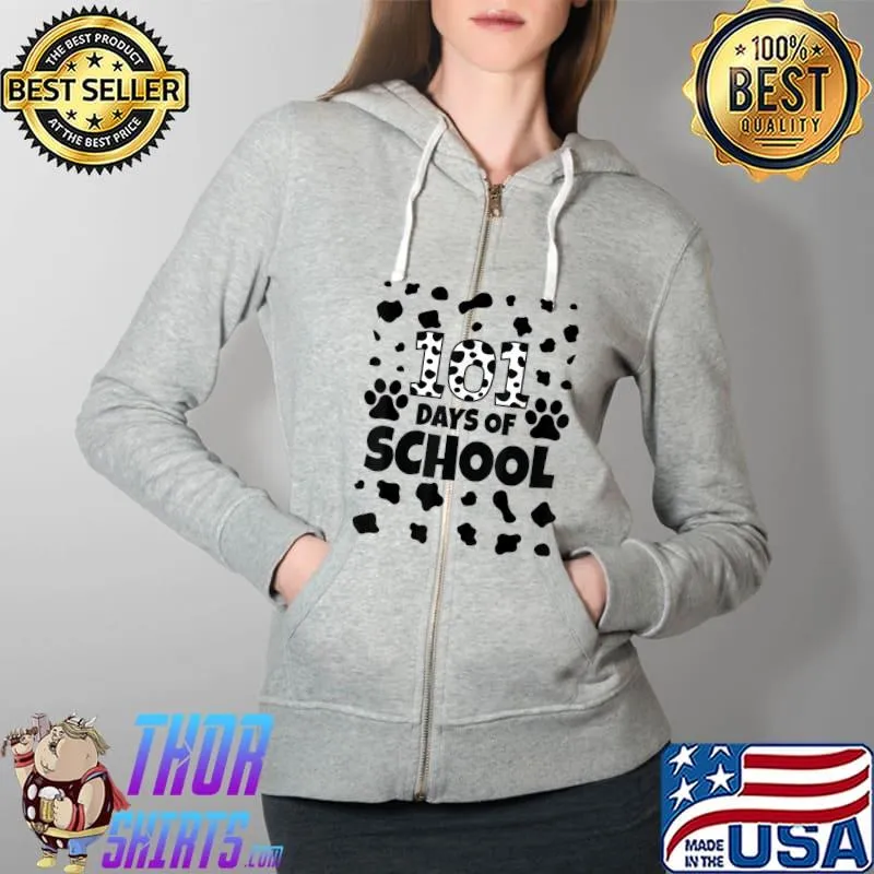 Official 101 Days Of School Dalmatian Dog Boys 100 Days Smarter T-Shirt Full Zip Hooded