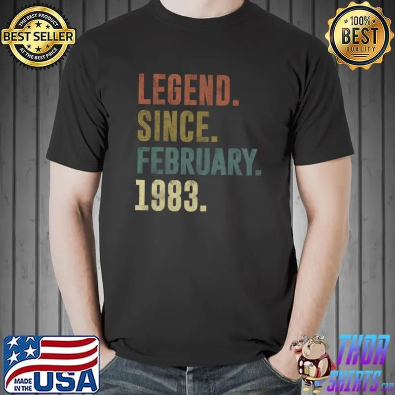 Official 39th Birthday Vintage Legend Since February 1983 T-Shirt Unisex