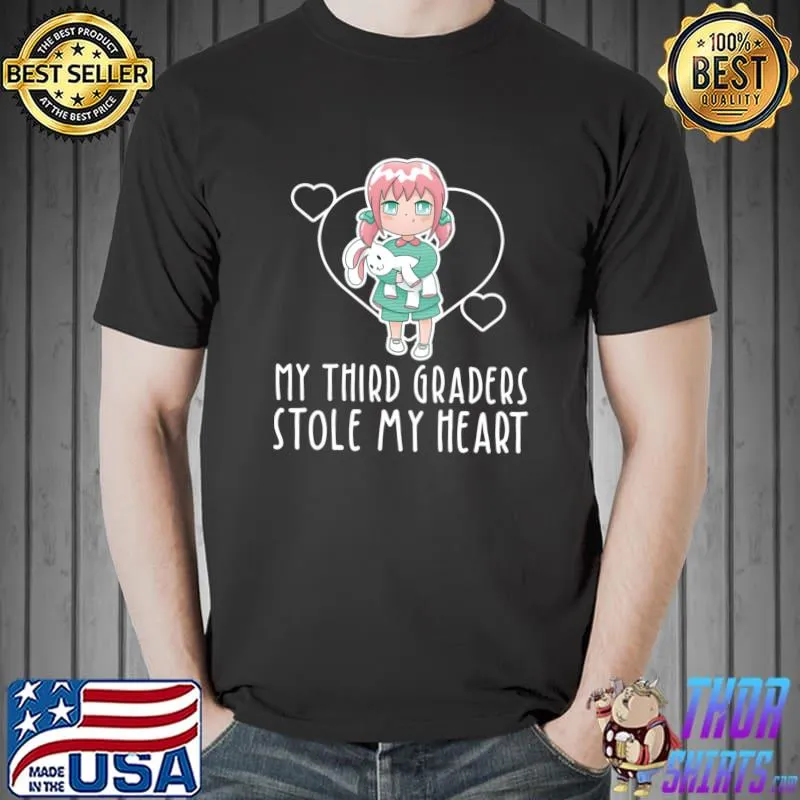 Official 3rd Grader Stole My Heart Valentines Day Anime Teacher T- Unisex