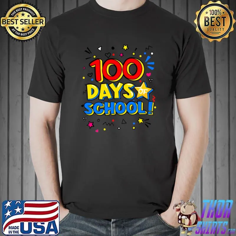 Official Happy 100th 100 Days of School T-shirt Superhero Super Style T-Shirt
