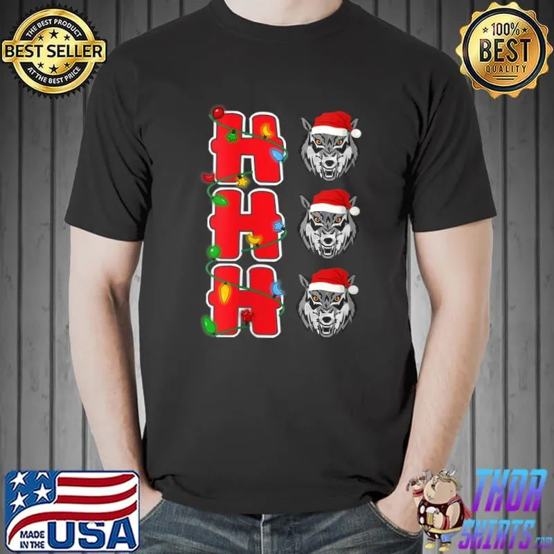 Official Ho-Ho-Ho Santa Wolf Christmas T-Shirt Unisex