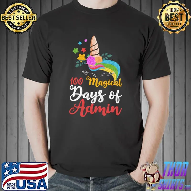 Official Magical Unicorn Teacher Student Kids Gift 100 Days Of School T- Unisex