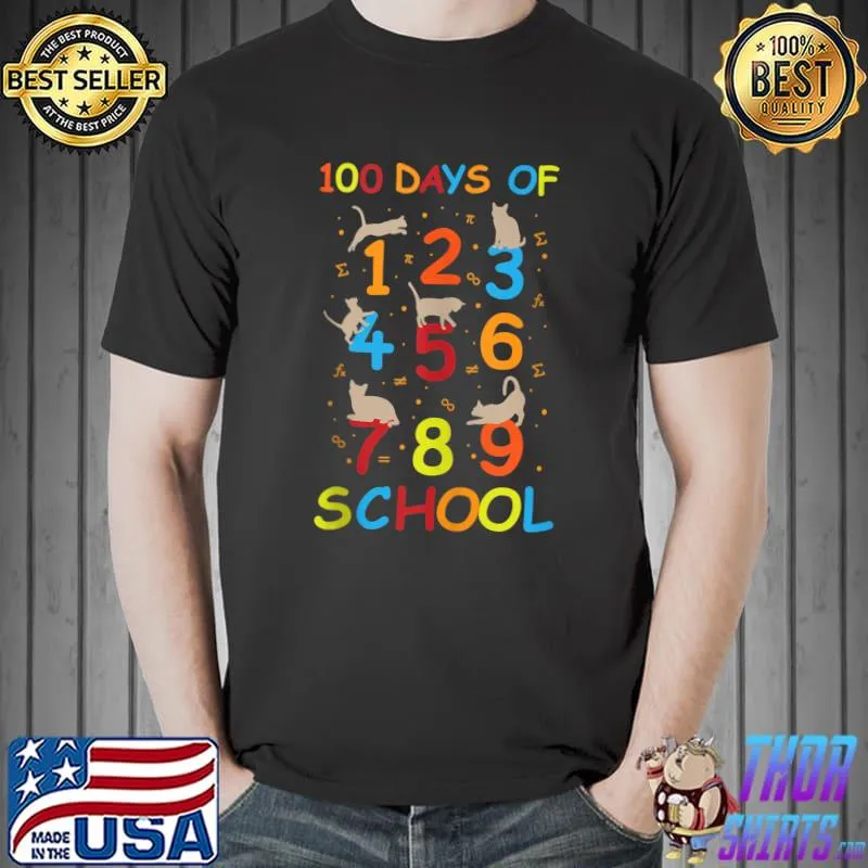 Official Math Number 100 Days of School Cat T- Unisex