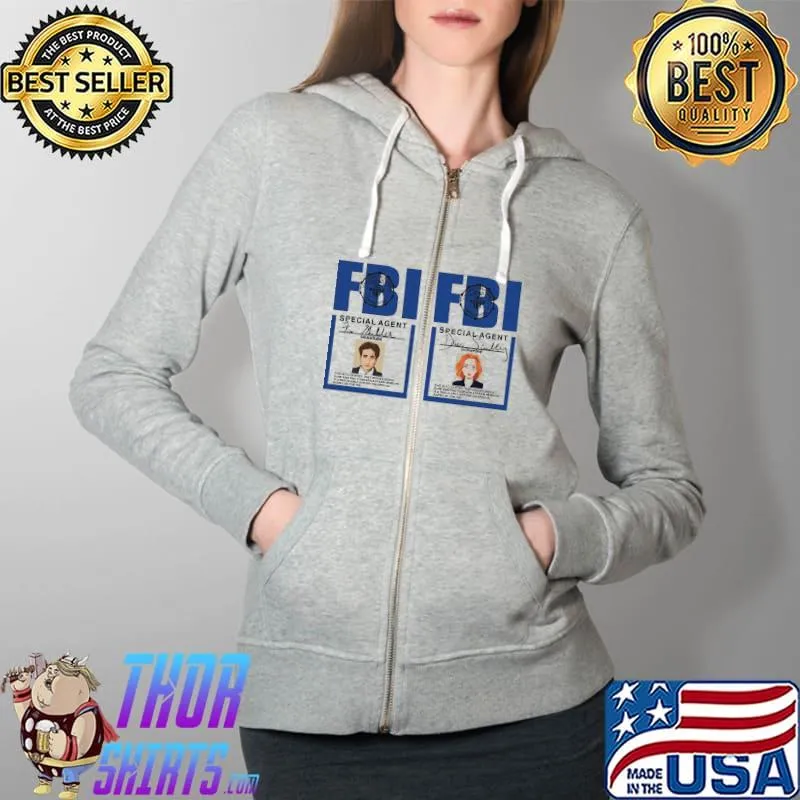 Official Mulder And Scully Fbi Badges Unisex Hoodie Full Zip Hooded
