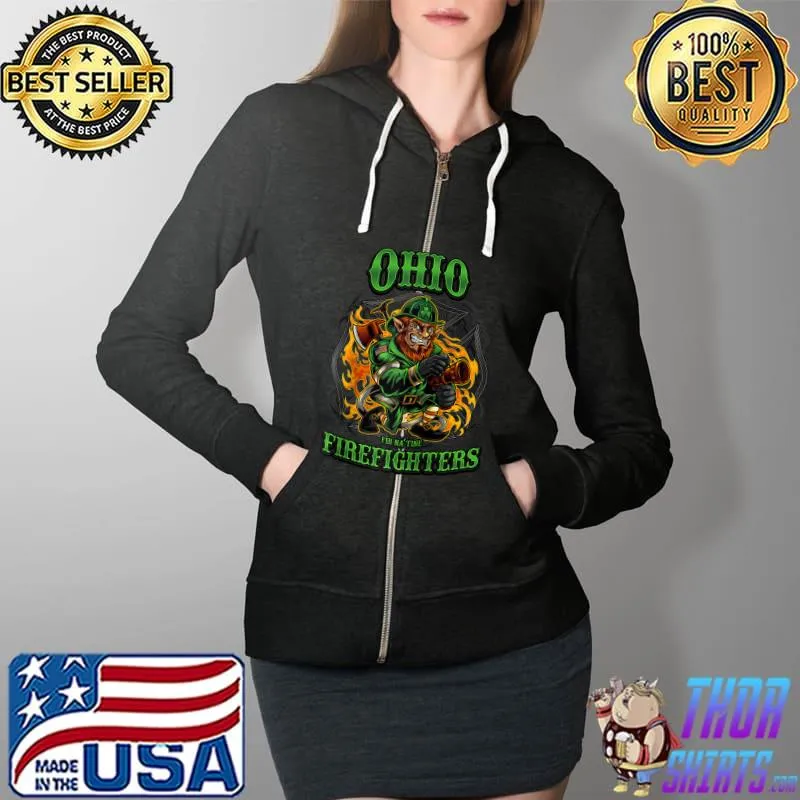 Official Ohio Firefighters Irish Fir Na Tine St Patricks Day Gift Raglan Baseball T Shirt Full Zip Hooded