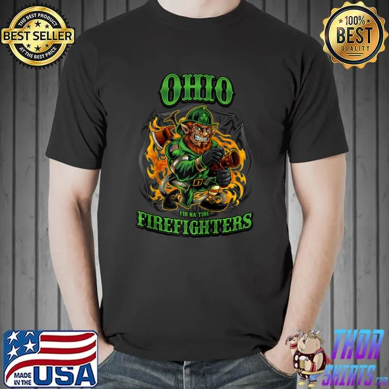 Official Ohio Firefighters Irish Fir Na Tine St Patricks Day Gift Raglan Baseball T Shirt