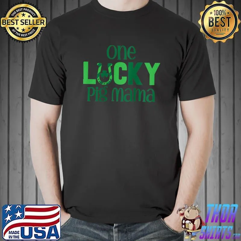 Official Saint Patricks Day Costumes for Pig Mama One Lucky Pig Mama Raglan Baseball T Shirt Unisex