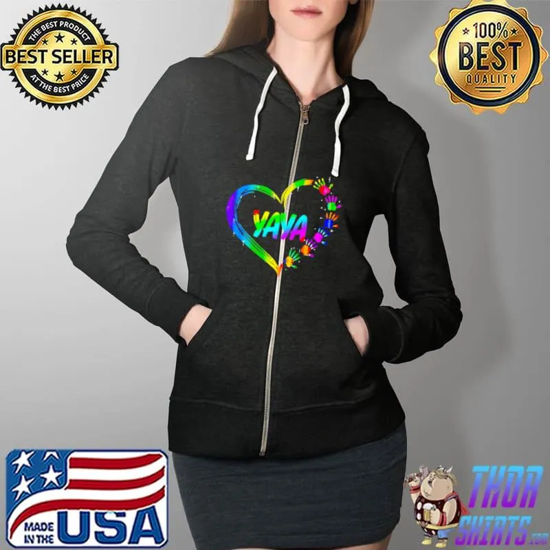 Original Gradient Heart Shape Yaya Shirt Full Zip Hooded