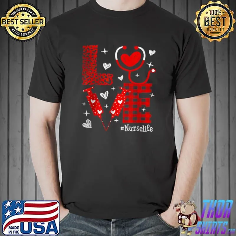 Original Love Nurse Leopard Red Heart Lover Valentines Day Nursing T Shirt Unisex